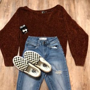 Forever 21 off the shoulder burgundy sweater